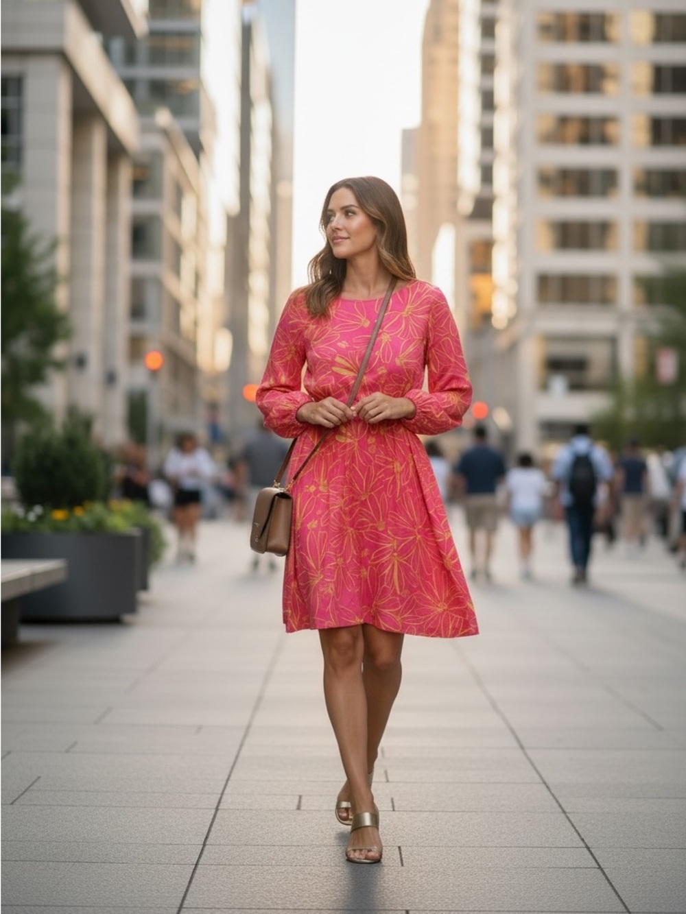 Universal Thread Pink Floral Cutout Long-Sleeve Dress
